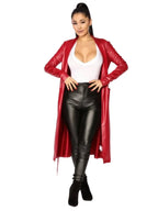 Singer Ariana Grande Red Leather Trench Coat