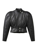 Sophie Thatcher 2026 Black Cropped Leather Jacket