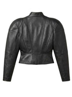 Sophie Thatcher 2026 Black Cropped Leather Jacket