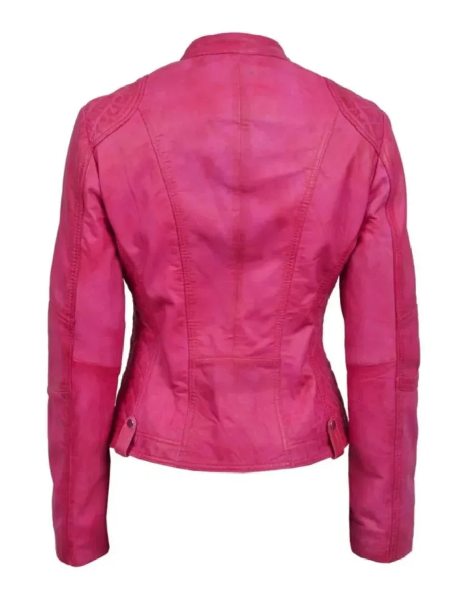 Speed Ladies Pink Leather Jacket