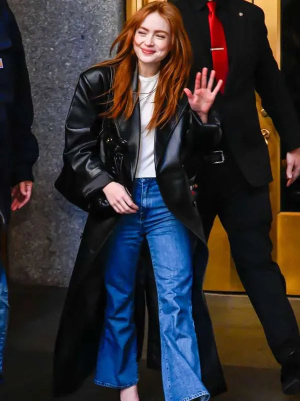 Sadie Sink Spider-Man Brand New Day 2026 Black Leather Coat