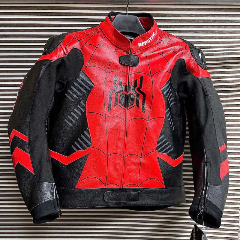 Spider-Man Racing Motorcycle Cowhide Leather Jacket