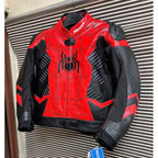 Spider-Man Racing Motorcycle Cowhide Leather Jacket