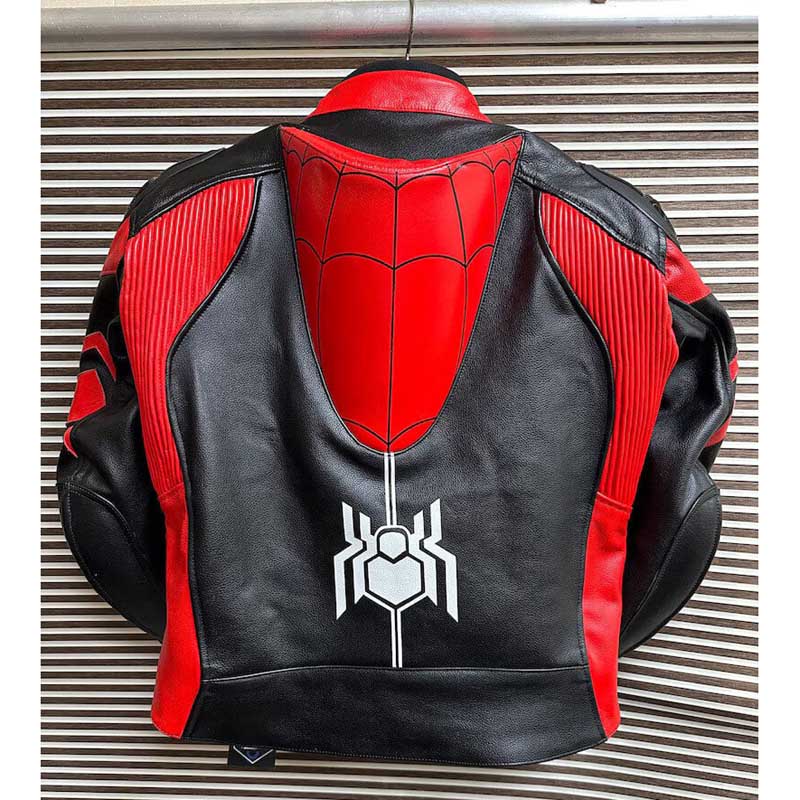 Spider-Man Racing Motorcycle Cowhide Leather Jacket