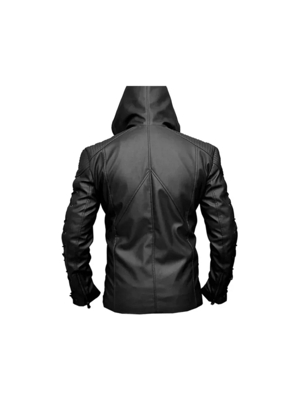 Stephen Amell Green Arrow Laced Black Leather Jacket