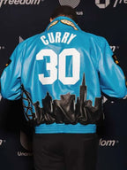All Star Weekend Stephen Curry Blue Leather Jacket