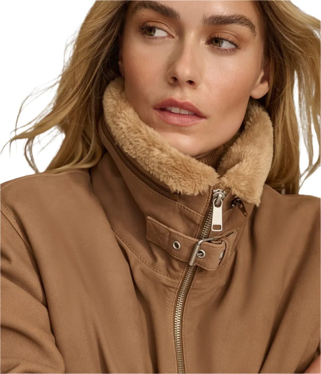 Stormi Shearling Aviator Suede Leather Jacket