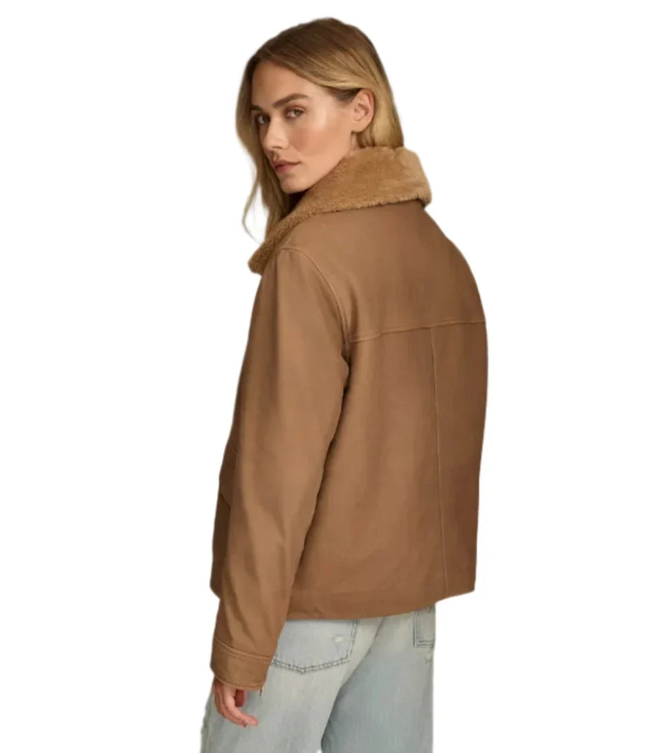 Stormi Shearling Aviator Suede Leather Jacket