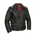Studded Leather Jackets for Men With Red Lining