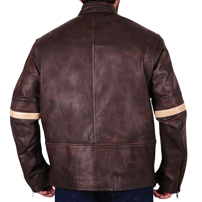 Stylish Brown Distressed Leather Jacket - Vintage Look with Modern Appeal