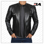 Luis Black Leather Cafe Racer Jacket
