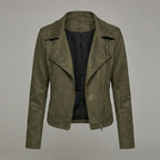 Women's Suede Zip-Up Moto Biker Jacket