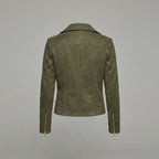 Women's Suede Zip-Up Moto Biker Jacket