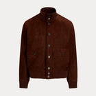 Men's Brown Suede Leather Bomber Jacket Real Soft Goatskin Leather Biker Suede Coat
