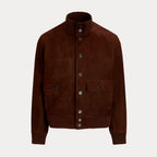 Men's Brown Suede Leather Bomber Jacket Real Soft Goatskin Leather Biker Suede Coat