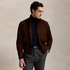 Men's Brown Suede Leather Bomber Jacket Real Soft Goatskin Leather Biker Suede Coat