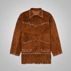 Men's Brown Suede Leather Jacket With Fringe Western Cowboy Style
