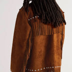 Men's Brown Suede Leather Jacket With Fringe Western Cowboy Style