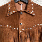Men's Brown Suede Leather Jacket With Fringe Western Cowboy Style
