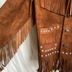 Men's Brown Suede Leather Jacket With Fringe Western Cowboy Style