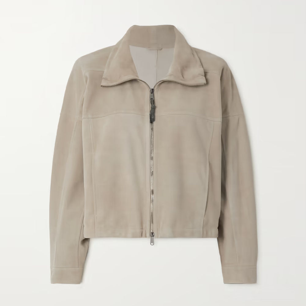 New Western Still Gray Leather Suede Jacket Women
