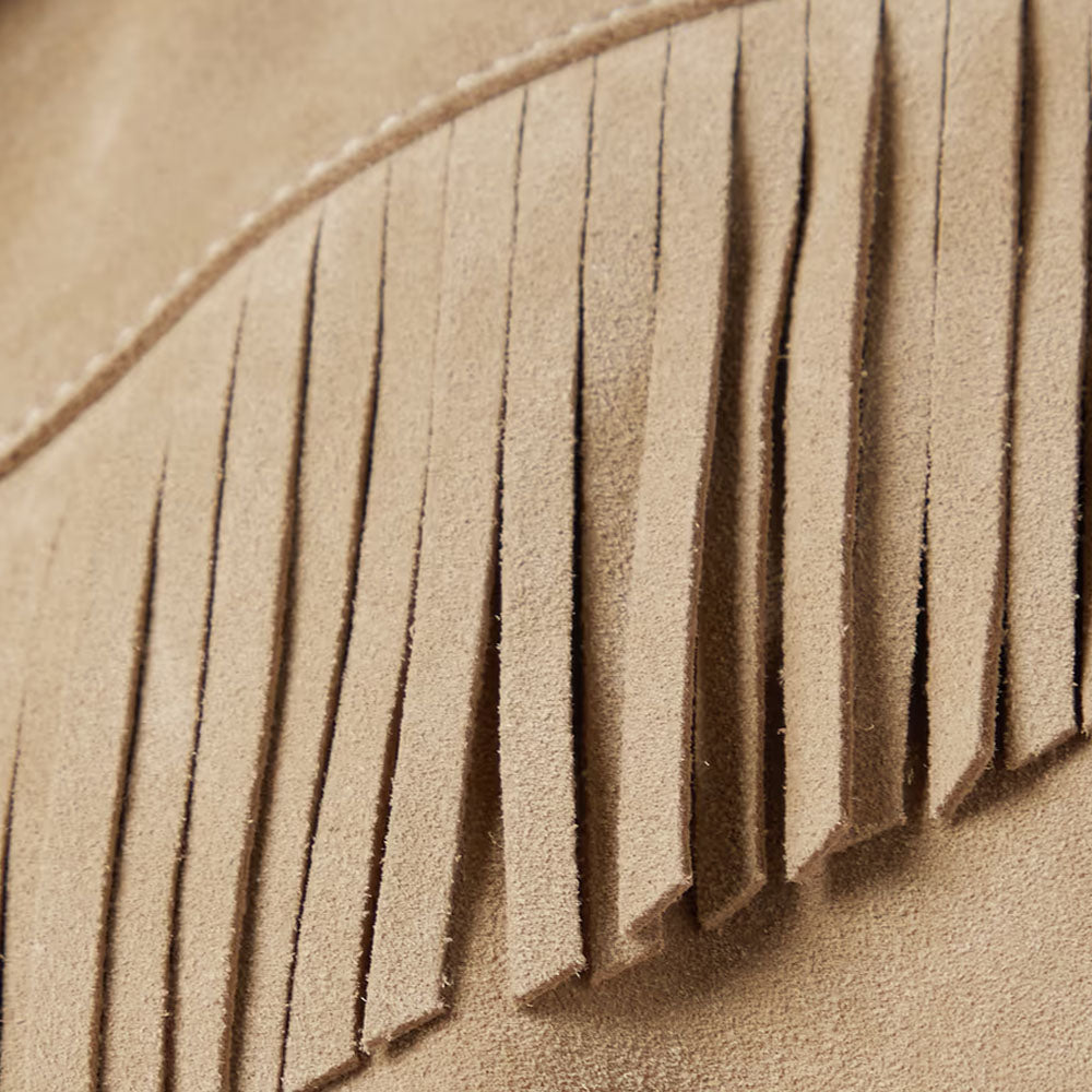 New Women's Beige Western Leather Suede Jacket