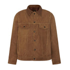 Men's Brown Leather Trucker Jacket Shirt Collar Pure Soft Suede Leather Jacket