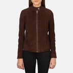 New Kelsee Mocha Western Biker Suede Jacket Women