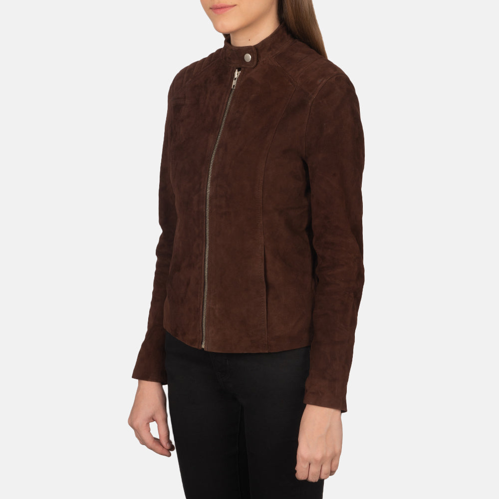 New Kelsee Mocha Western Biker Suede Jacket Women