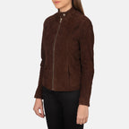 New Kelsee Mocha Western Biker Suede Jacket Women