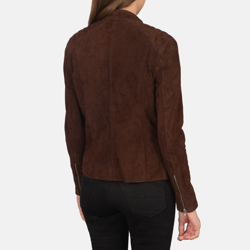 New Kelsee Mocha Western Biker Suede Jacket Women