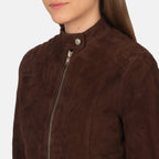 New Kelsee Mocha Western Biker Suede Jacket Women