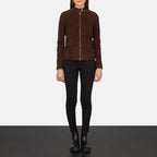 New Kelsee Mocha Western Biker Suede Jacket Women