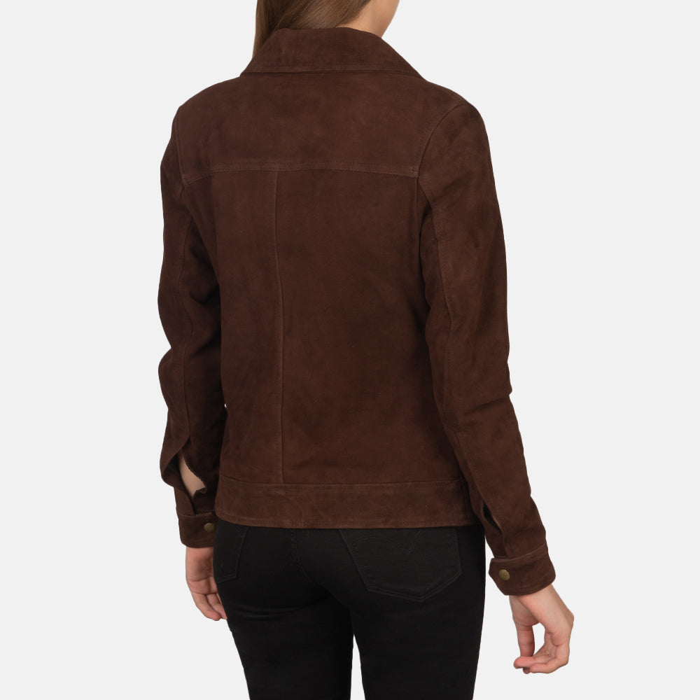 New Mocha Trucker Western Suede Jacket Women