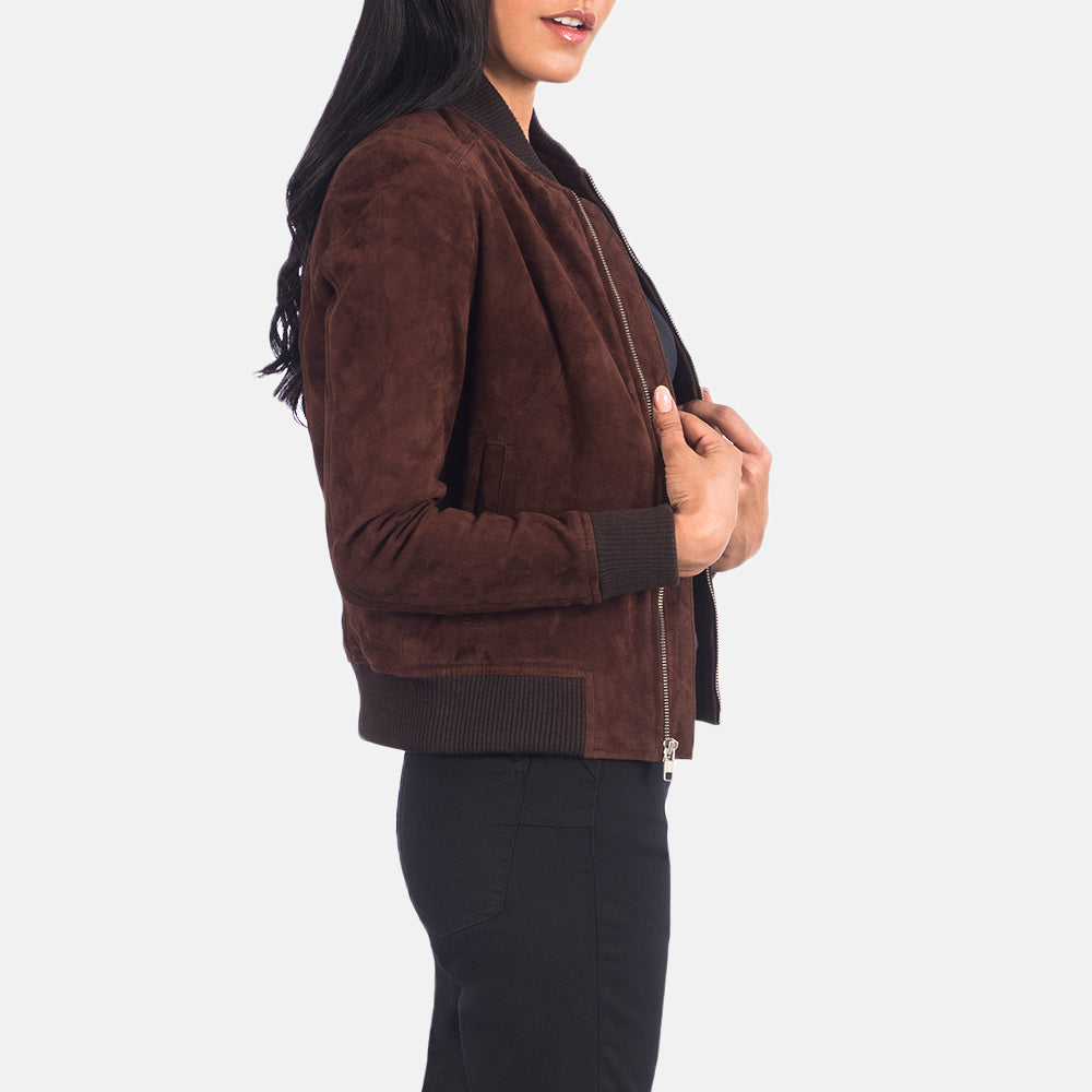 New Brown Bomber Western Women's Suede Leather Jacket