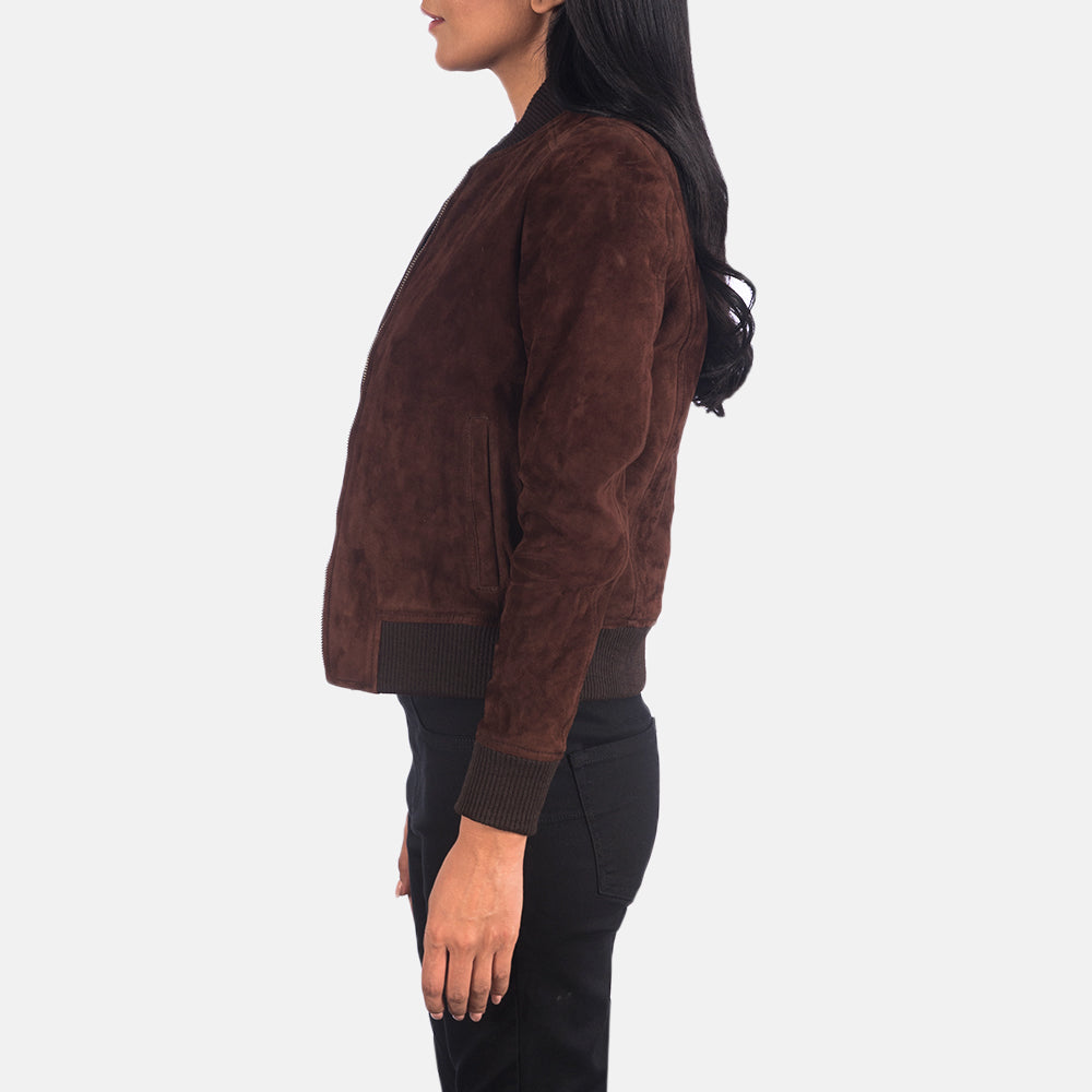 New Brown Bomber Western Women's Suede Leather Jacket
