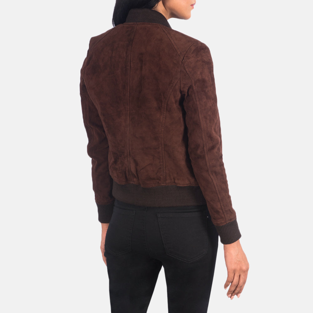 New Brown Bomber Western Women's Suede Leather Jacket