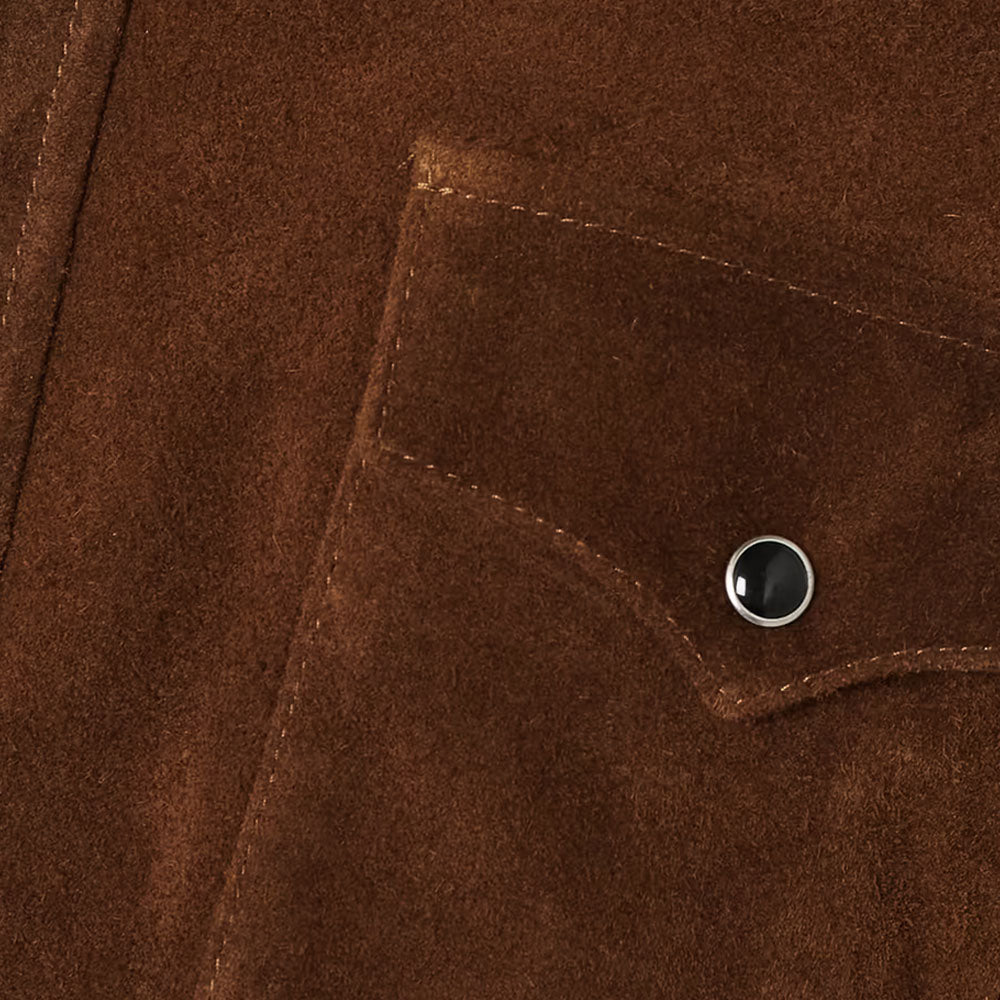 New Women Brown Trucker Shirt Style Western Suede Leather Jacket