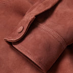 Men's Pink Lambskin Suede Leather Shirt Jacket