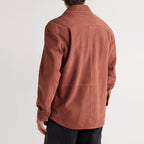 Men's Pink Lambskin Suede Leather Shirt Jacket