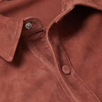 Men's Pink Lambskin Suede Leather Shirt Jacket
