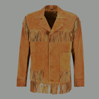 New Mens Sheepskin Western Fringe Real Suede Leather Biker Jacket