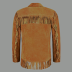New Mens Sheepskin Western Fringe Real Suede Leather Biker Jacket