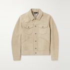 Men's Suede Sand Lambskin Trucker Leather Jacket