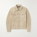 Men's Suede Sand Lambskin Trucker Leather Jacket