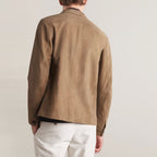 Men's Leather Brown Suede Sheepskin Trucker Jacket