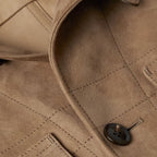 Men's Leather Brown Suede Sheepskin Trucker Jacket