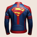 Superman S Shield Blue and Red Leather Motorcycle Jacket
