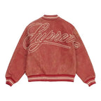 Supreme Worn Leather Varsity Bomber Jacket - Avanzar Leather