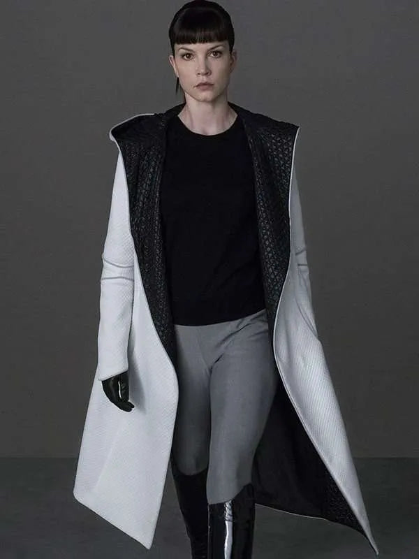 Sylvia Hoeks Blade Runner 2049 Luv White Leather Trench Coat